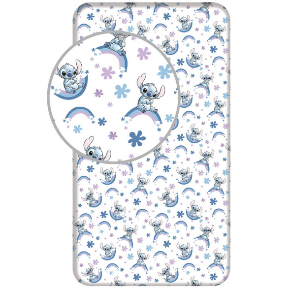 Fitted sheet cotton Lilo & Stitch 1 person 90x200 cm