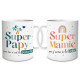 Duo mug set super grandpa grandma with glitter