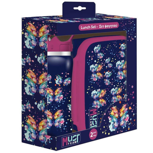 Lunchbox Vlinders en aluminium drinkfles