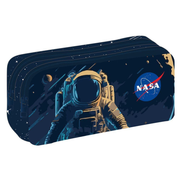 Rechteckiges Federmäppchen NASA Astronaut Mond Must 21 CM - 2 Fächer