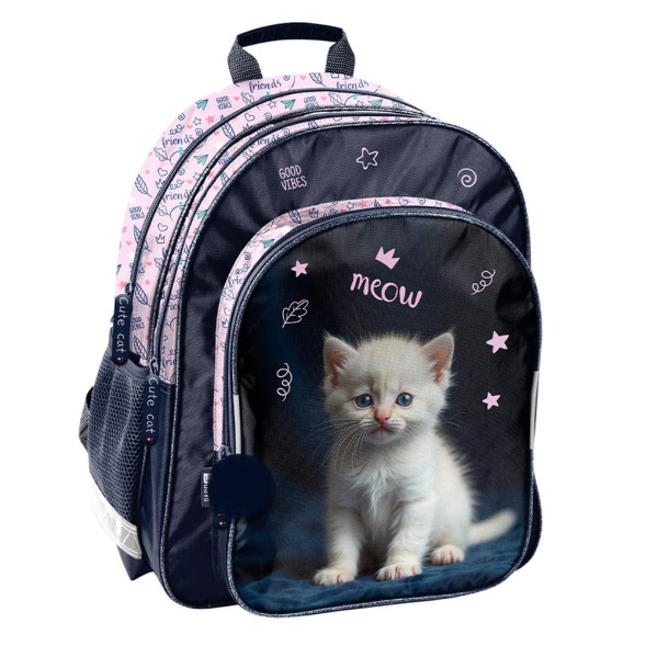Sac à dos Chaton Blanc 38 CM - 2 Cpt