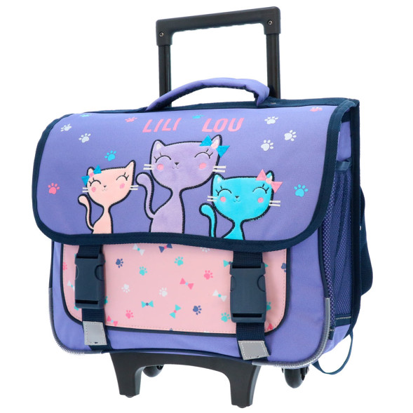 Cartable à roulettes Lililou Chat Friends 38 CM Haut de Gamme