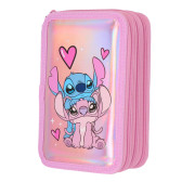 Trousse garnie Stitch Holographique 20 CM - 3 Cpt