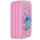 Trousse garnie Stitch Holographique 20 CM - 3 Cpt