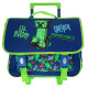 Cartable à roulettes Minecraft Creeper Boom 41 CM - 2 Cpt