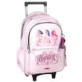 Sac à Dos à Roulettes KPOP Demon Hunters Pink Stars 46 CM - Trolley Haut de Gamme