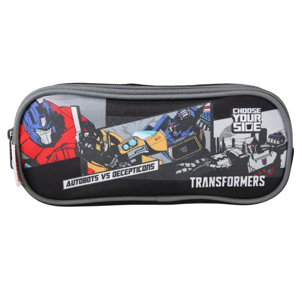 Estuche rectangular Transformers negro 23 cm - 2 Cpt