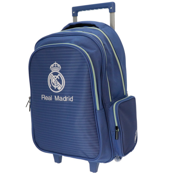 Sac à Dos à Roulettes Football Real Madrid Logo 46 CM - Trolley Haut de Gamme