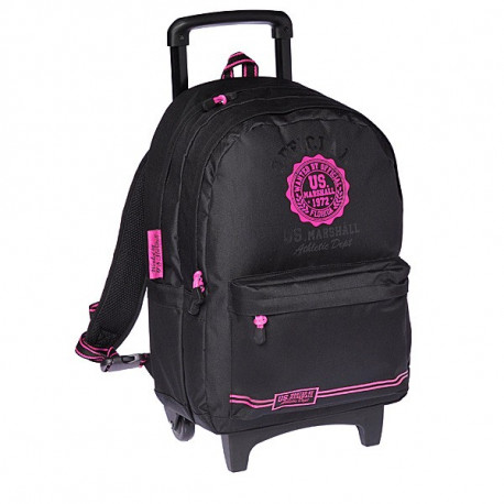 Mochila con ruedas Marshall negro y rosa 45 CM - Trolley escolar