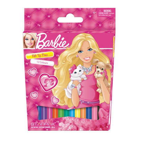 12 feutres de couleurs Barbie