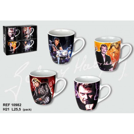 Set of 4 mugs conical Johnny Hallyday
