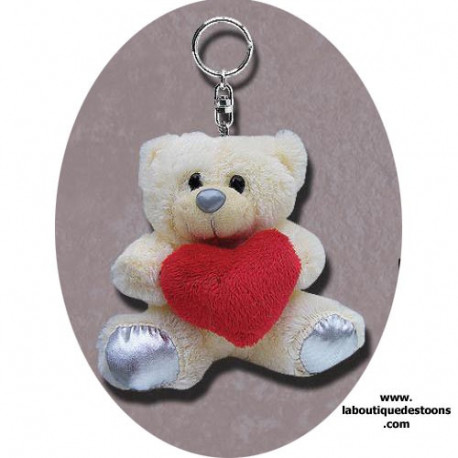 Teddy heart key ring