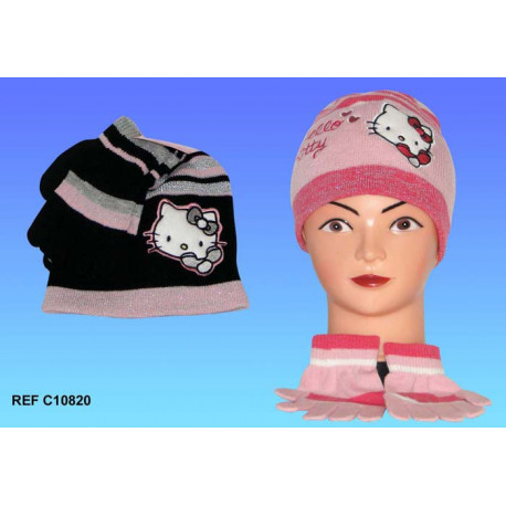 Bonnet + gants Hello Kitty - couleur : Rose