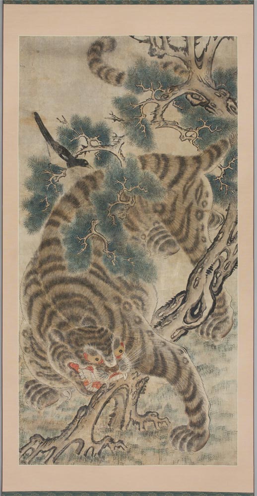 Jakhodo, un motif du minhwa coréen associant traditionnellement un tigre et une pie