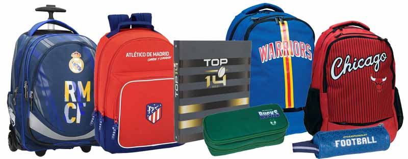 sacs et fournitures scolaires à l'effigie des clubs sportifs