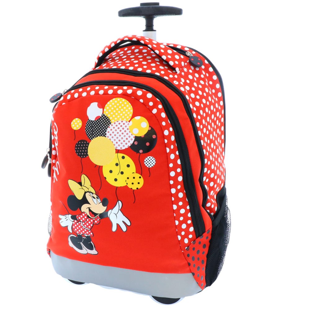 Sac à dos à roulettes Minnie Disney de couleur rouge